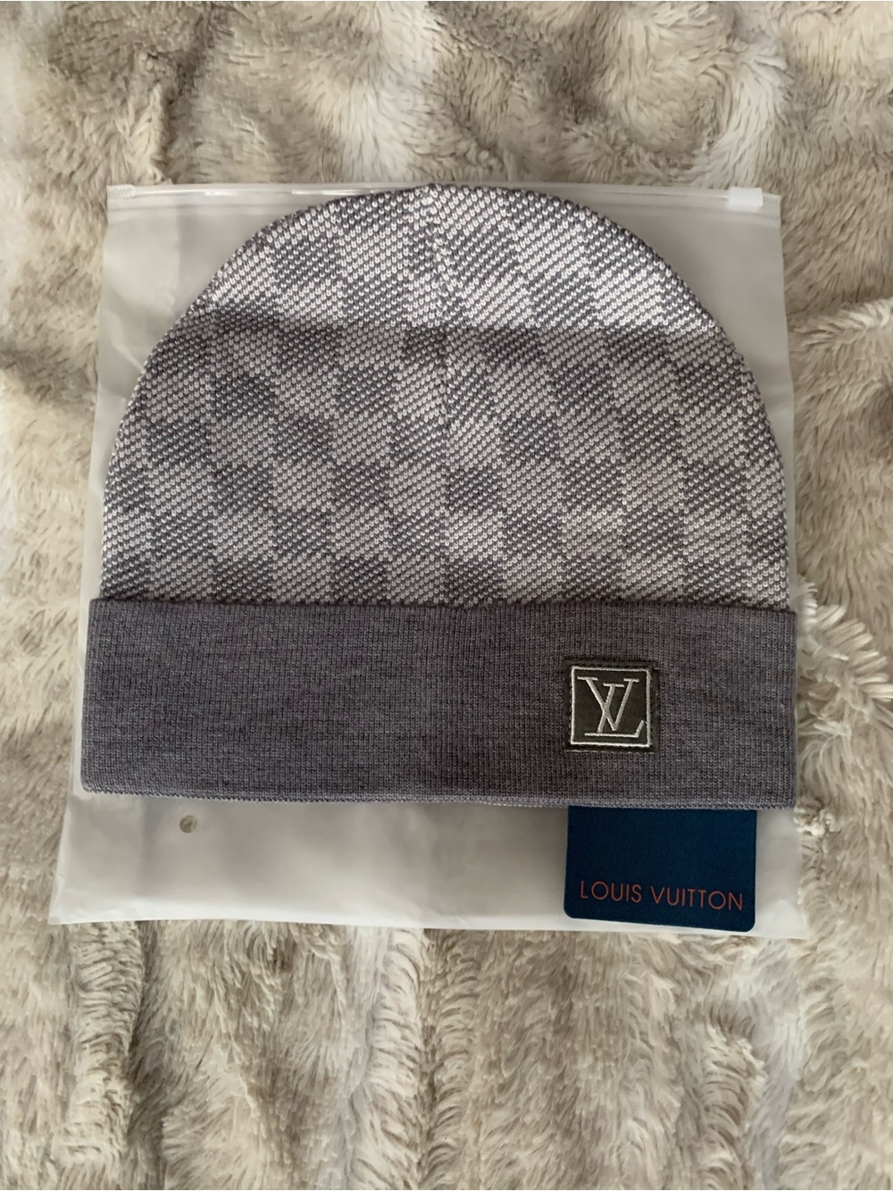 Louis Vuitton Gray Monogram Beanie